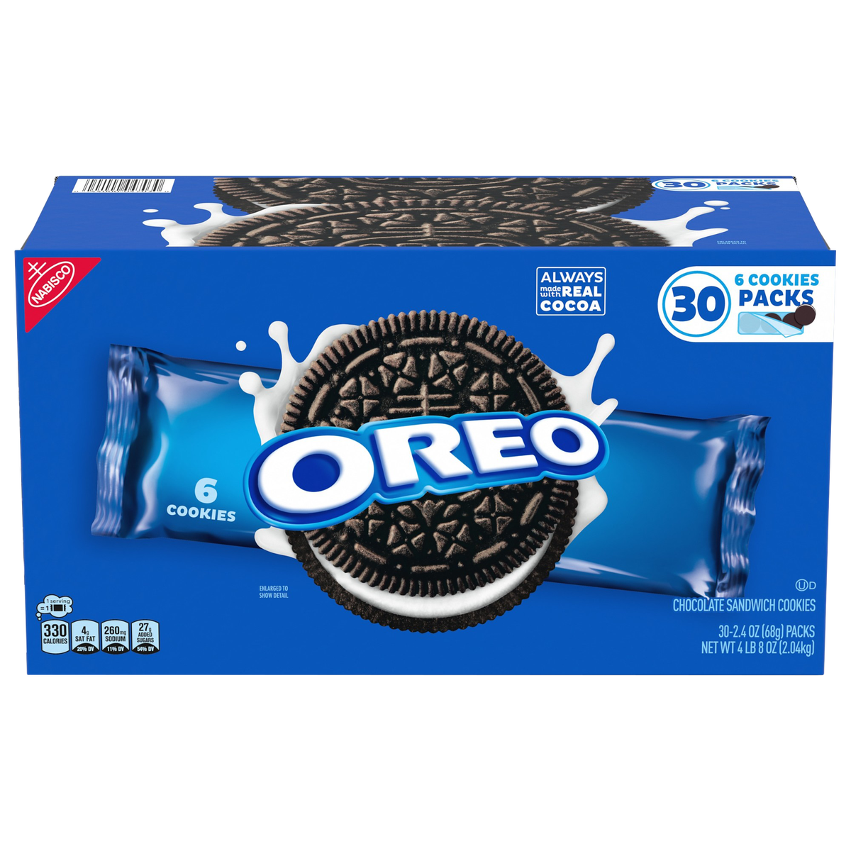 OREO Chocolate Sandwich Cookies, 2.4 oz, 30 ct