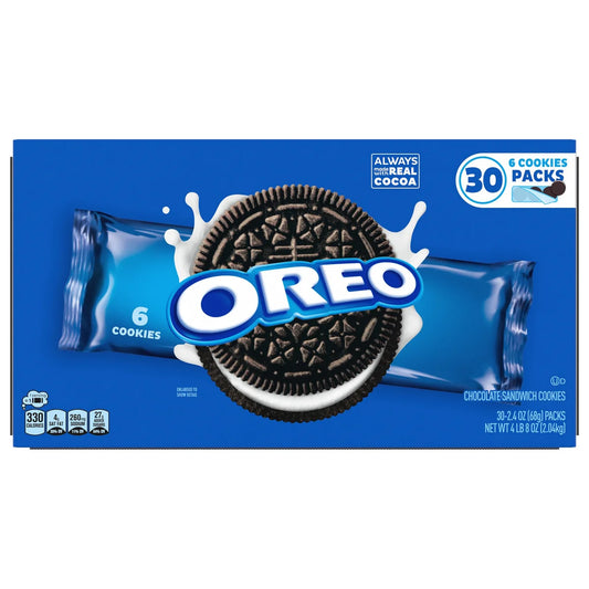 OREO Chocolate Sandwich Cookies, 2.4 oz, 30 ct