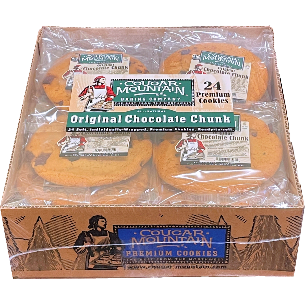 Cougar Mountain Gourmet Cookies, Original Chocolate Chunk, 3.5 oz, 24 ct