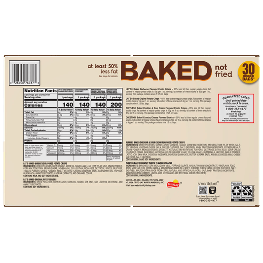 Frito-Lay Baked Potato Crisps and Crunchy Cheese Snacks, Variety Pack, 30 ct