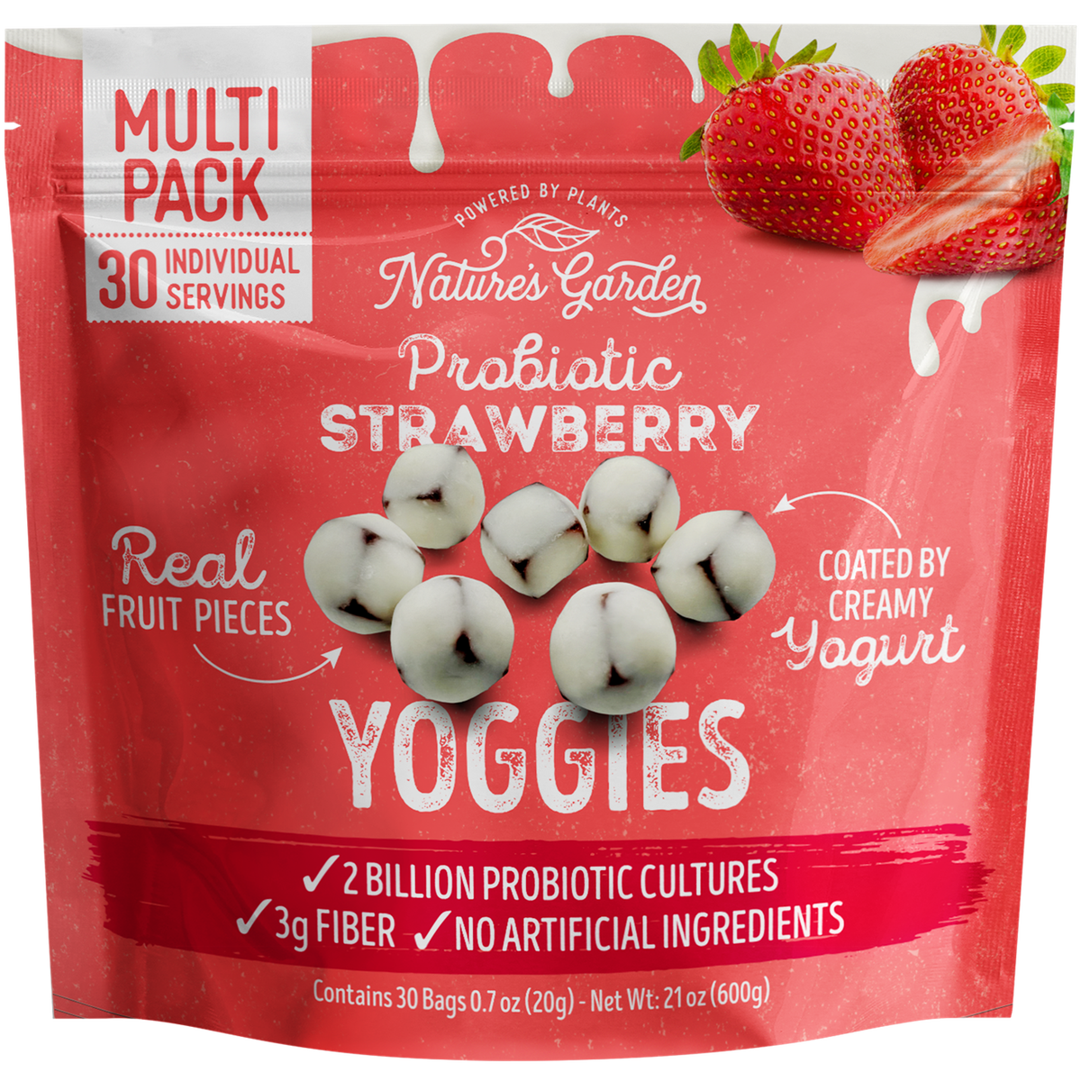 Nature’s Garden Probiotic Yoggies, Strawberry, 0.7 oz, 30 ct