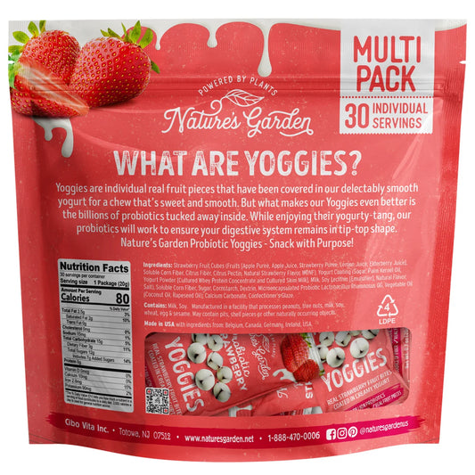 Nature’s Garden Probiotic Yoggies, Strawberry, 0.7 oz, 30 ct