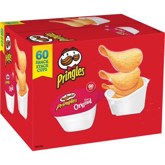 Pringles Potato Crisps Snack Stack Cups, Original, 0.67 oz, 60 ct