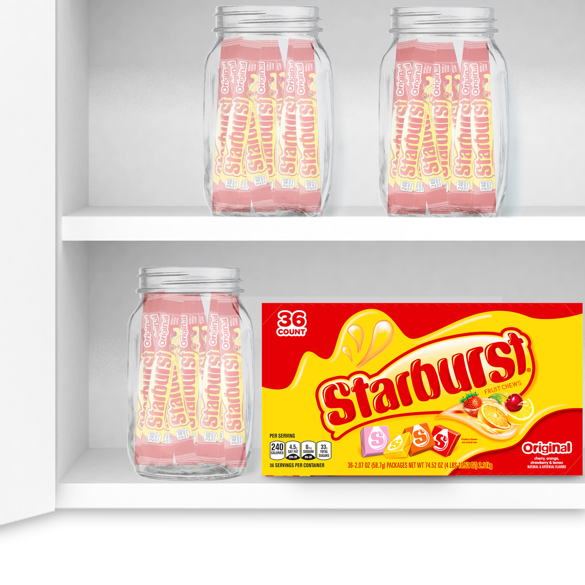 Starburst Chewy Candy, Original, Full Size, 2.07 oz, 36 ct