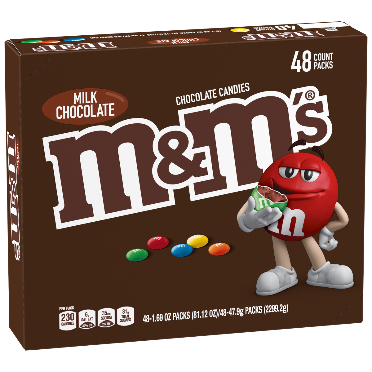M&M'S Full Size Chocolate Candy, Milk Chocolate, 1.69 oz, 48 ct