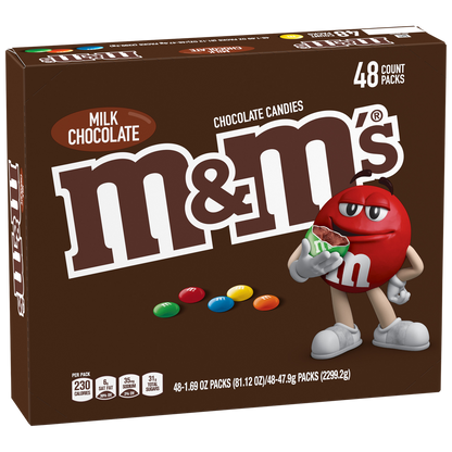 M&M'S Full Size Chocolate Candy, Milk Chocolate, 1.69 oz, 48 ct