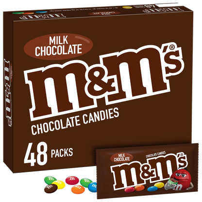M&M'S Full Size Chocolate Candy, Milk Chocolate, 1.69 oz, 48 ct