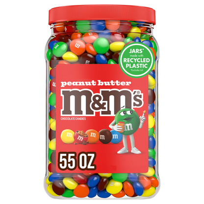 M&M'S Chocolate Candy, Peanut Butter, 55 oz Jar