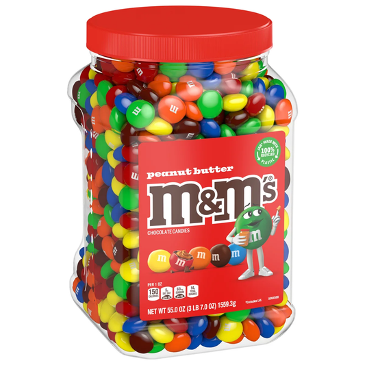 M&M'S Chocolate Candy, Peanut Butter, 55 oz Jar