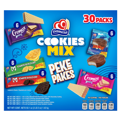 Gamesa Cookies Mix, Variety Pack, 30 ct