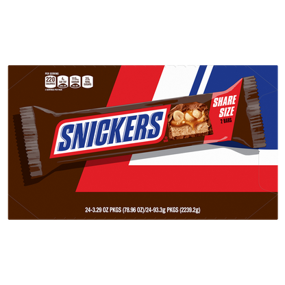Snickers Chocolate Candy Bar, Share Size, 3.29 oz, 24 ct