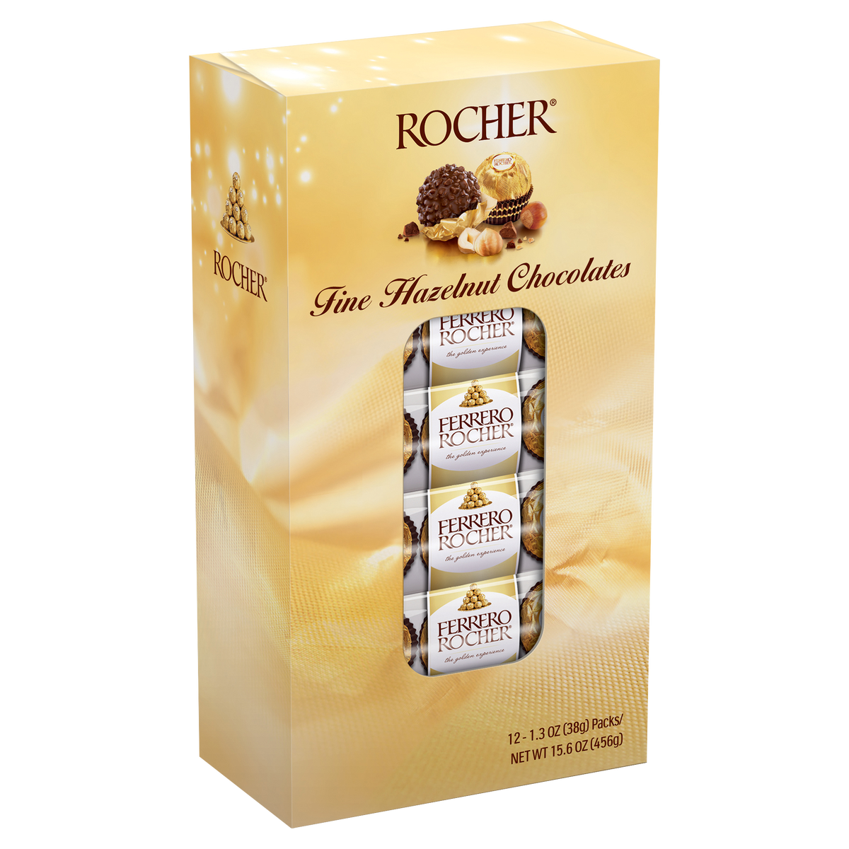Ferrero Rocher Chocolates, Hazelnut, 1.3 oz, 12 ct