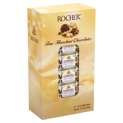 Ferrero Rocher Chocolates, Hazelnut, 1.3 oz, 12 ct