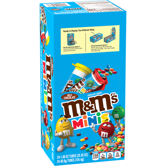 M&M'S Minis Chocolate Candy, Milk Chocolate, 1.08 oz, 24 ct