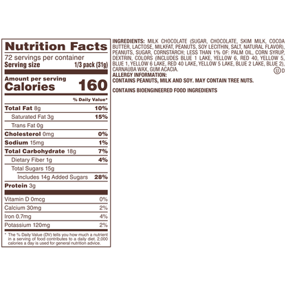 M&M'S Chocolate Candy, Peanut, Share Size, 3.27 oz, 24 ct
