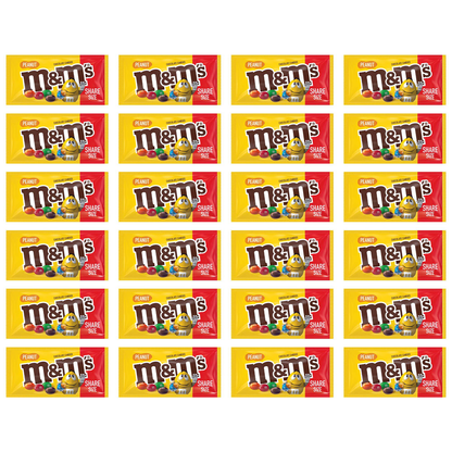 M&M'S Chocolate Candy, Peanut, Share Size, 3.27 oz, 24 ct