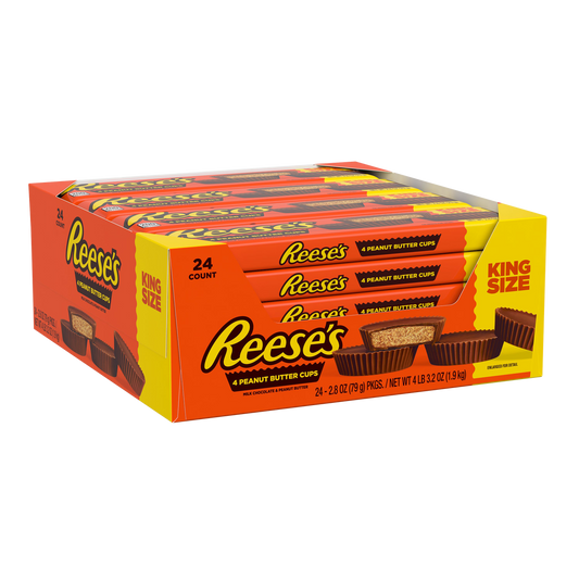Reese's Peanut Butter Cups, Milk Chocolate, King Size, 2.8 oz, 24 ct