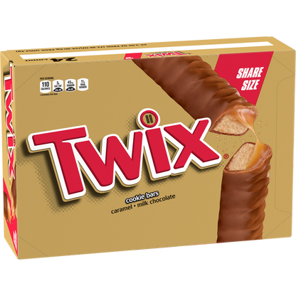 Twix Chocolate & Caramel Cookie Candy Bar, Share Size, 3.02 oz, 24 ct