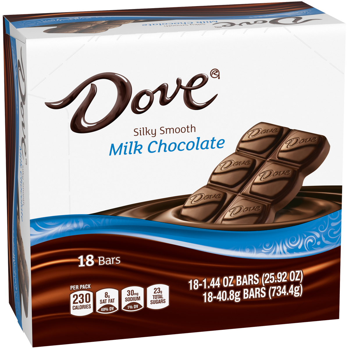 Dove Milk Chocolate Full Size Candy Bars, 1.44 oz, 18 ct