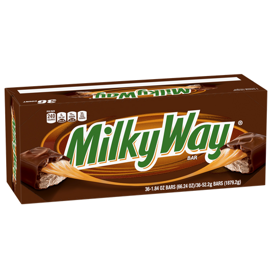 Milky Way Caramel Chocolate Candy Bar, Full Size, 1.84 oz, 36 ct