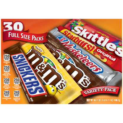 Mars Candy, Full Size, Variety Pack, 30 ct