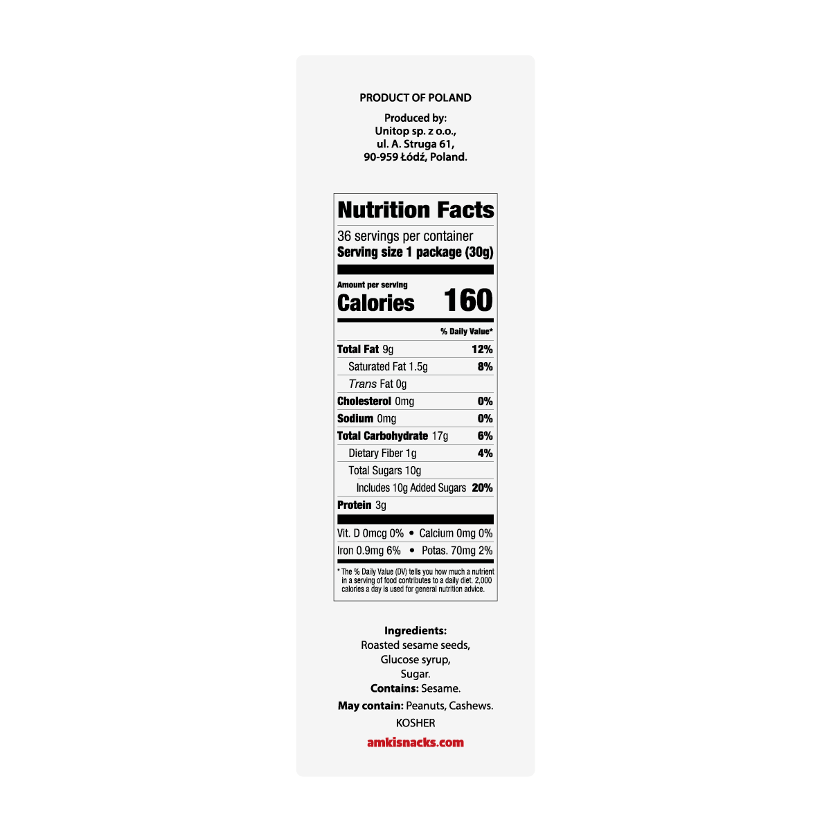 Amki Sesame Thins, Classic, 1.05 oz, 36 ct