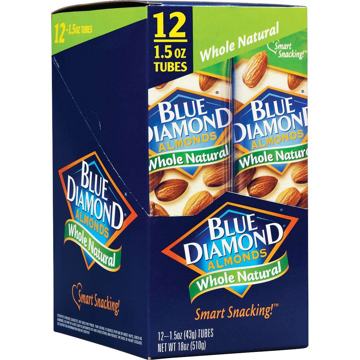 Blue Diamond Almonds, Whole Natural, 1.5 oz, 12 ct