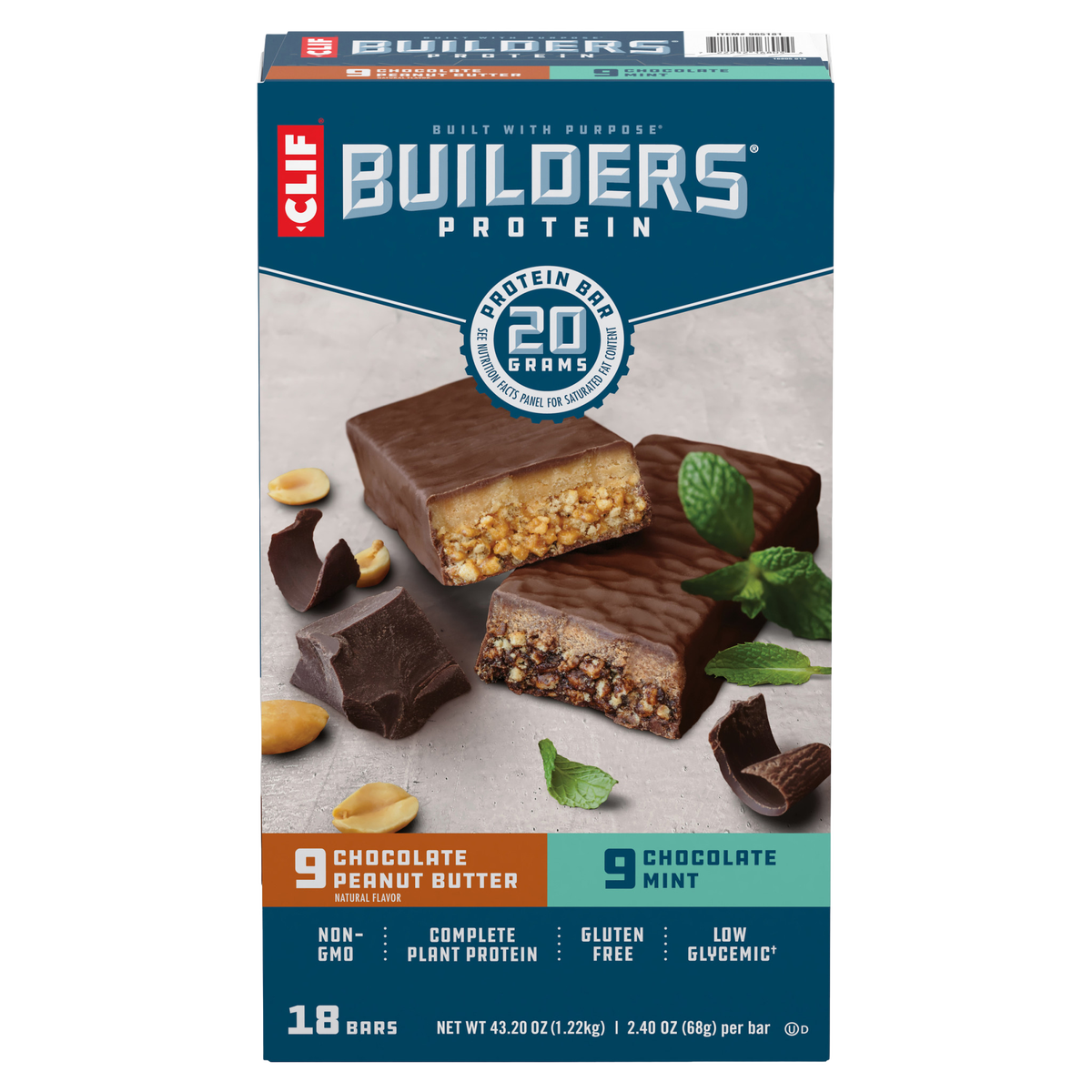 CLIF Builder's Protein Bar, 20g Protein, Variety Pack, 2.4 oz, 18 ct