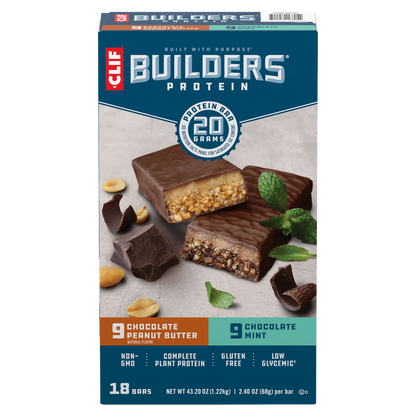CLIF Builder's Protein Bar, 20g Protein, Variety Pack, 2.4 oz, 18 ct