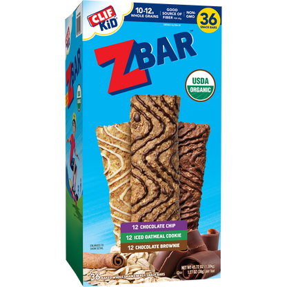 CLIF Kid Zbar Organic Snack Bar, Variety Pack, 1.27 oz, 36 ct