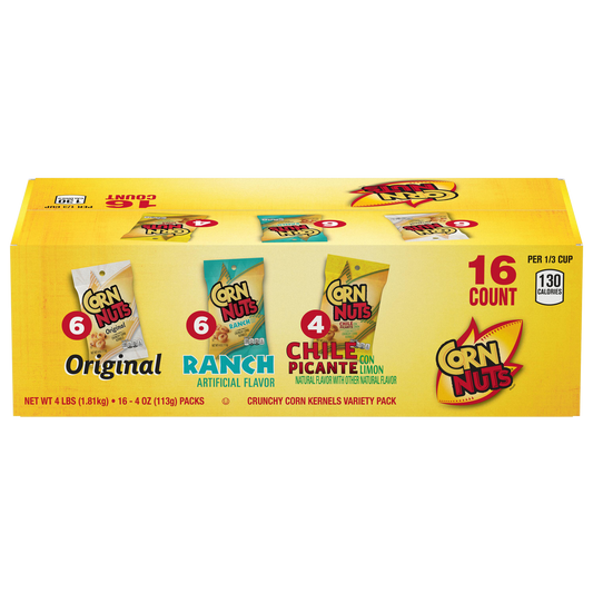 CORN NUTS Crunchy Corn Kernels, Variety Pack, 4 oz, 16 ct