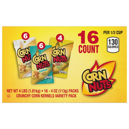 CORN NUTS Crunchy Corn Kernels, Variety Pack, 4 oz, 16 ct
