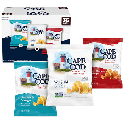 Cape Cod Kettle Cooked Potato Chips, Variety Pack, 1 oz, 36 ct
