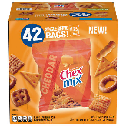 Chex Mix Snack Mix, Cheddar, 1.75 oz, 42 ct