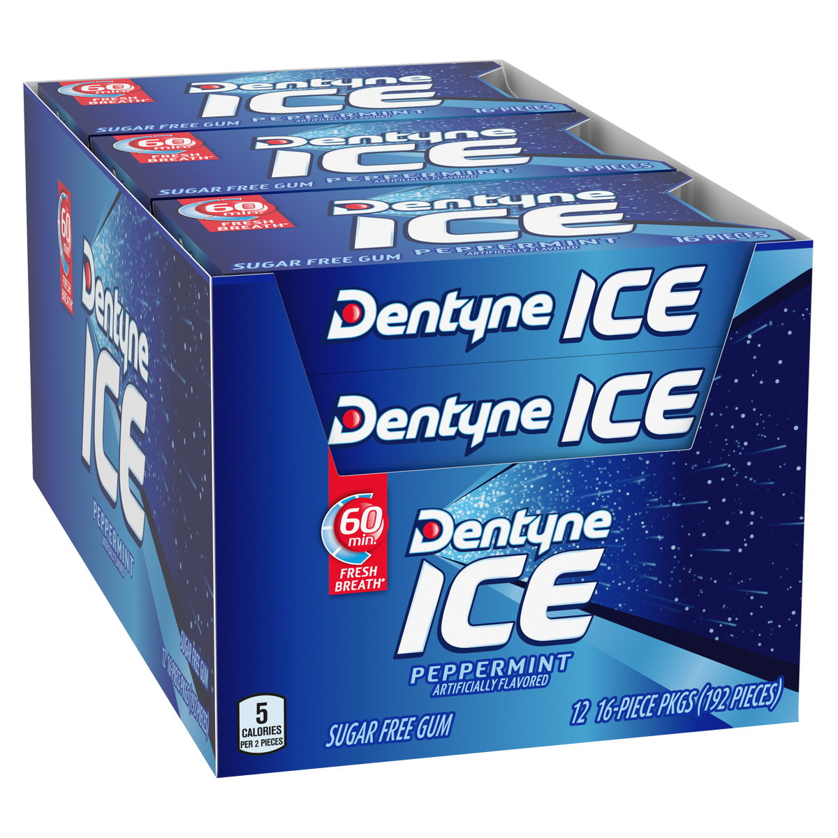 Dentyne Ice Sugar Free Gum, Peppermint, 16 Pieces, 12 ct