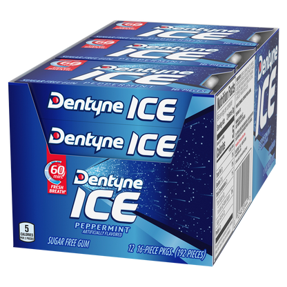 Dentyne Ice Sugar Free Gum, Peppermint, 16 Pieces, 12 ct