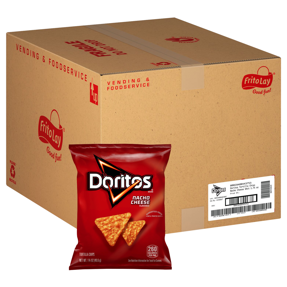 Doritos Tortilla Chips, Nacho Cheese, 1.75 oz, 64 ct