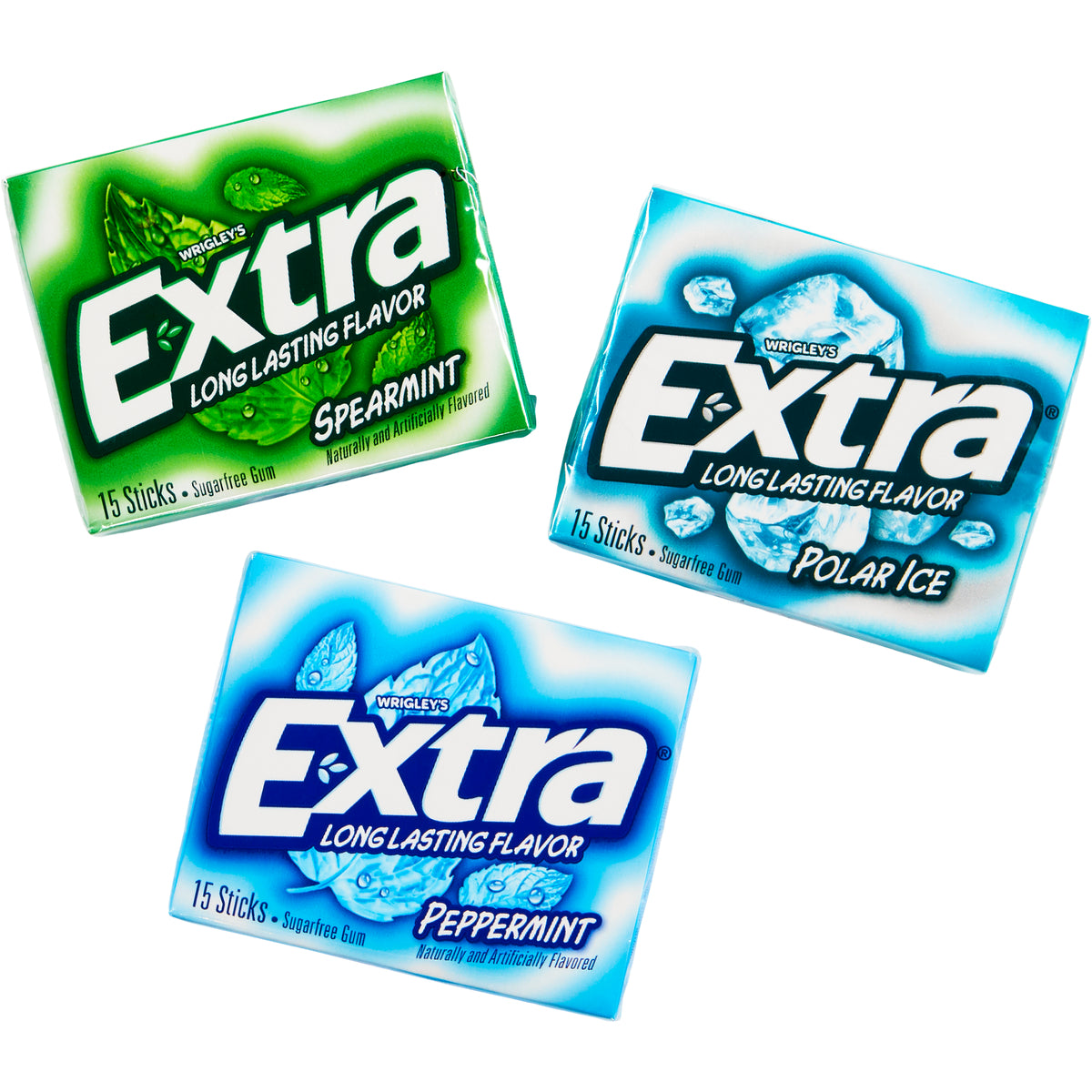 Extra Sugar Free Chewing Gum, Mint Variety Pack, 15 Sticks, 18 ct