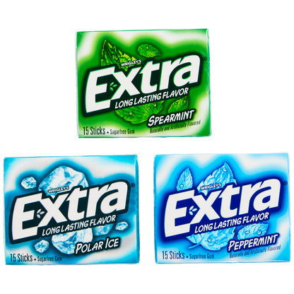 Extra Sugar Free Chewing Gum, Mint Variety Pack, 15 Sticks, 18 ct