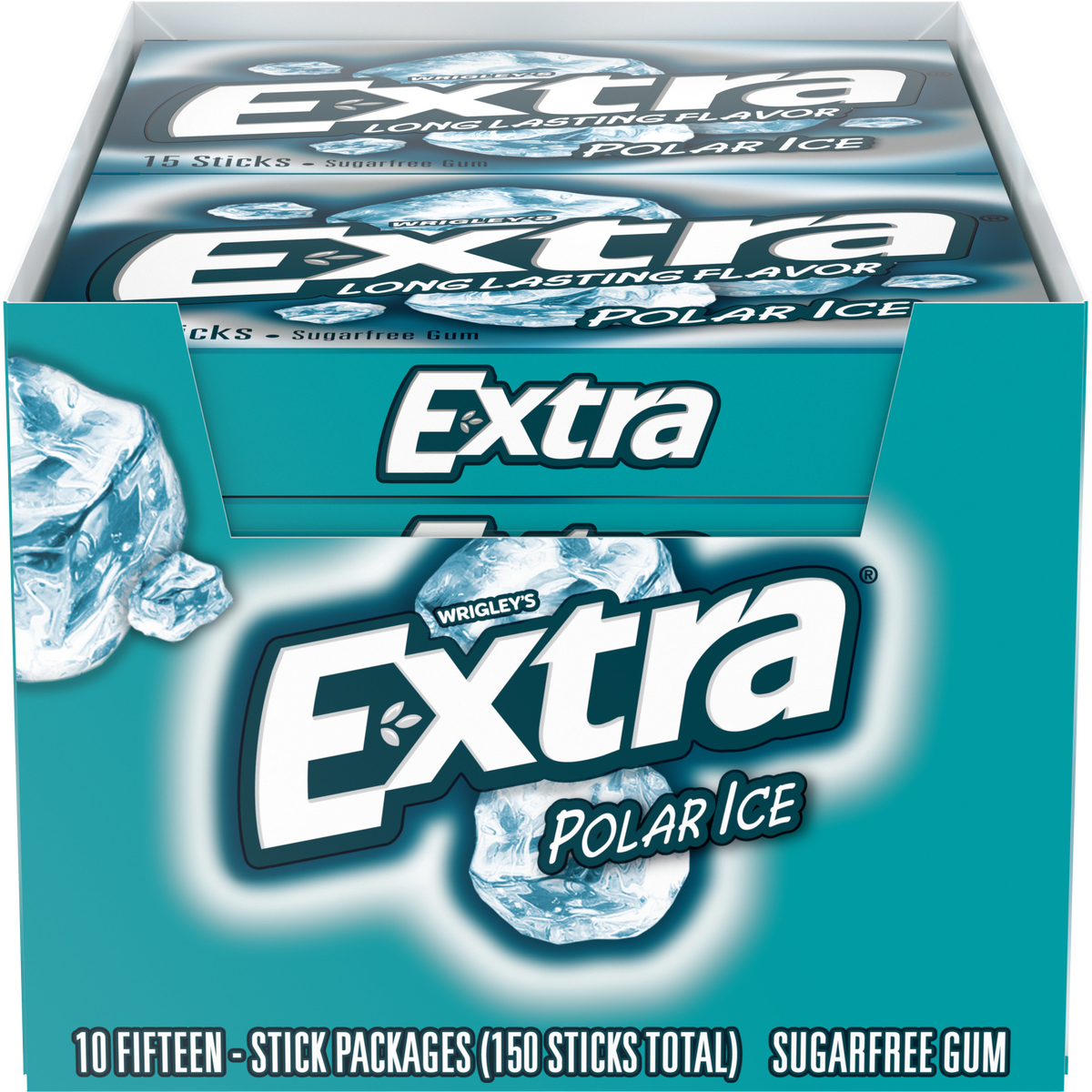 Extra Sugar Free Chewing Gum, Polar Ice, Slim Pack, 15 Sticks, 10 ct