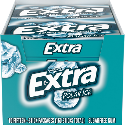 Extra Sugar Free Chewing Gum, Polar Ice, Slim Pack, 15 Sticks, 10 ct