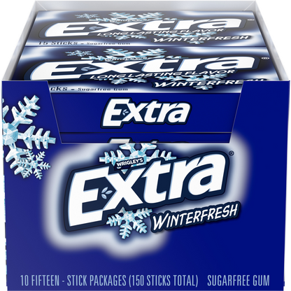 Extra Sugar Free Chewing Gum, Winterfresh, Slim Pack, 15 Sticks, 10 ct