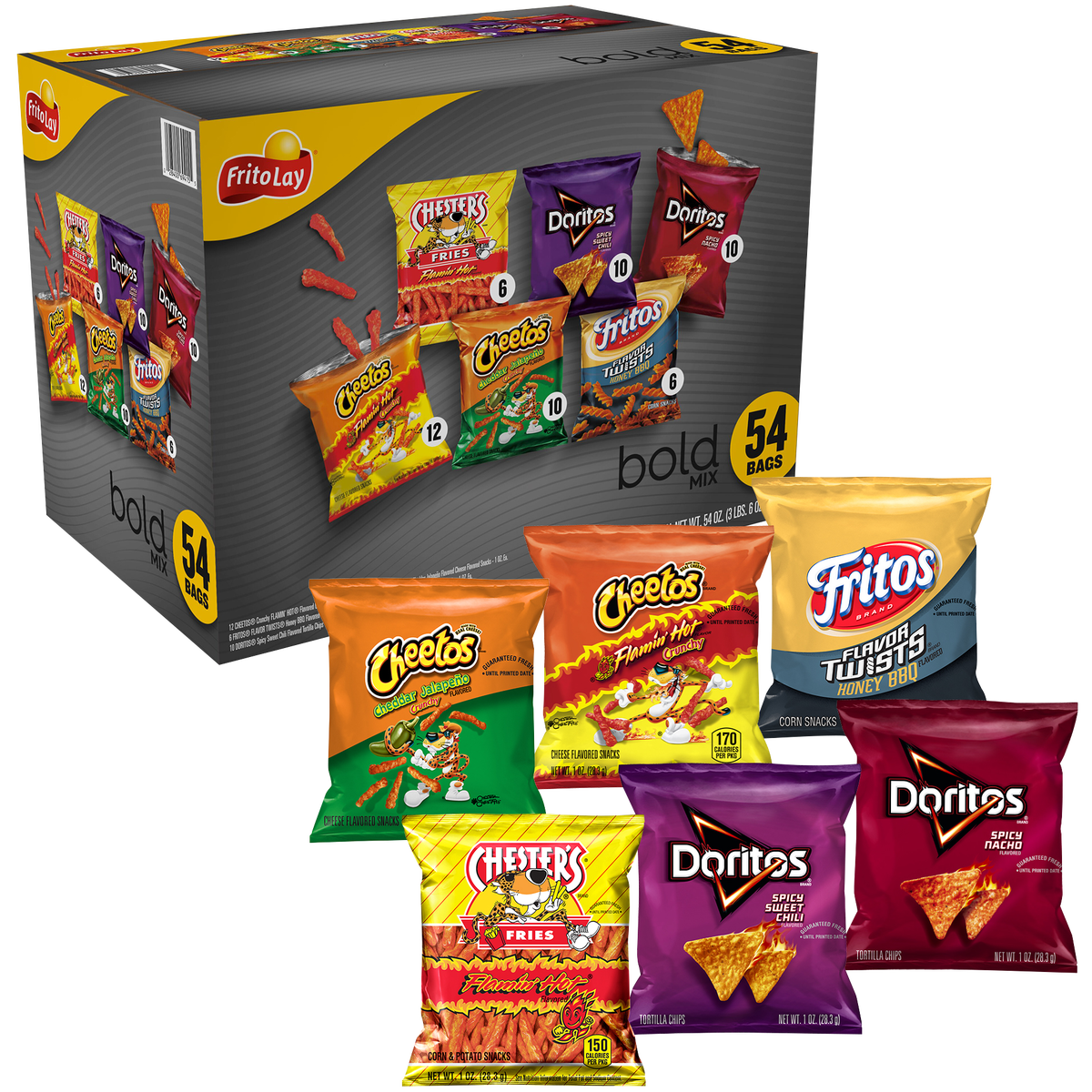 Frito-Lay Bold Mix, Variety Pack, 1 oz, 54 ct