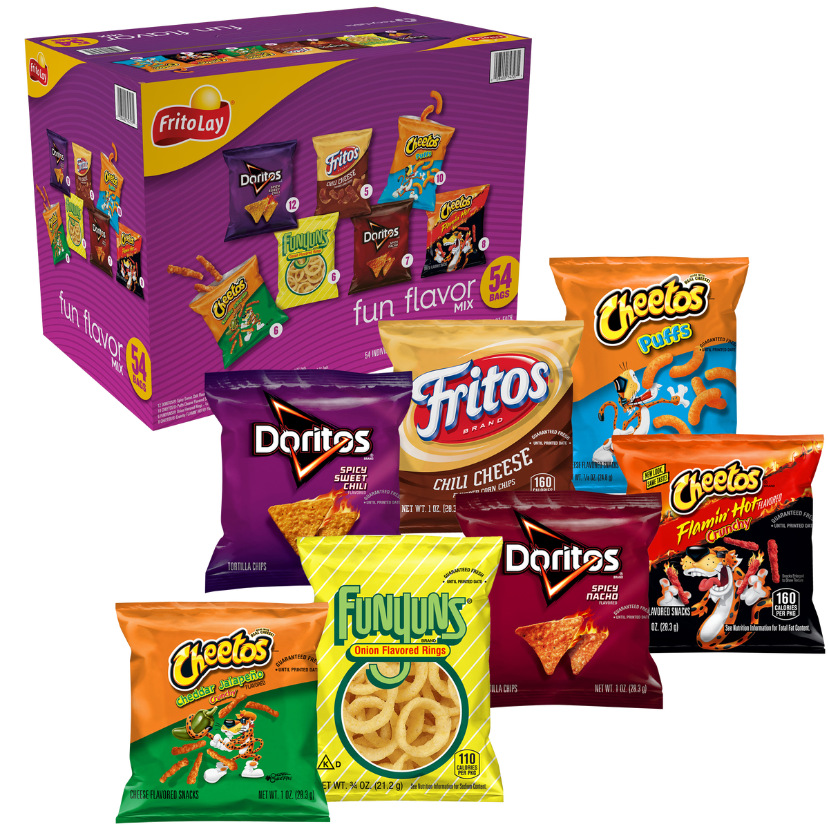 Frito-Lay Fun Flavor Mix, Variety Pack, 54 ct