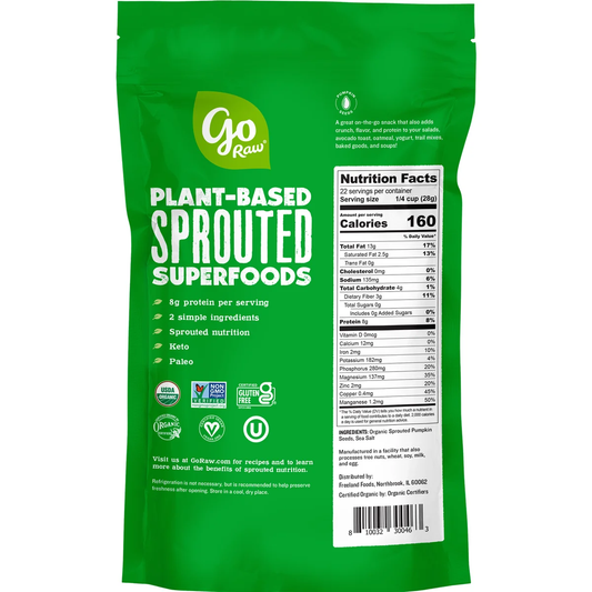 Go Raw Sprouted Organic Pumpkin Seeds with Sea Salt, 22 oz