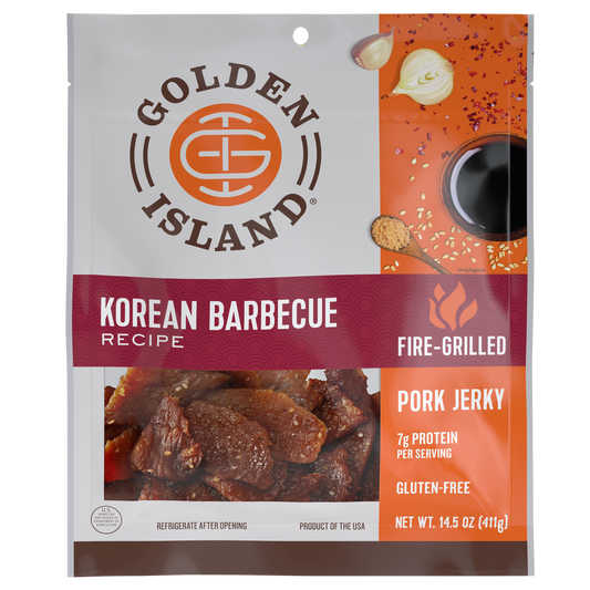 Golden Island Pork Jerky Pieces, Korean Barbecue, 14.5 oz