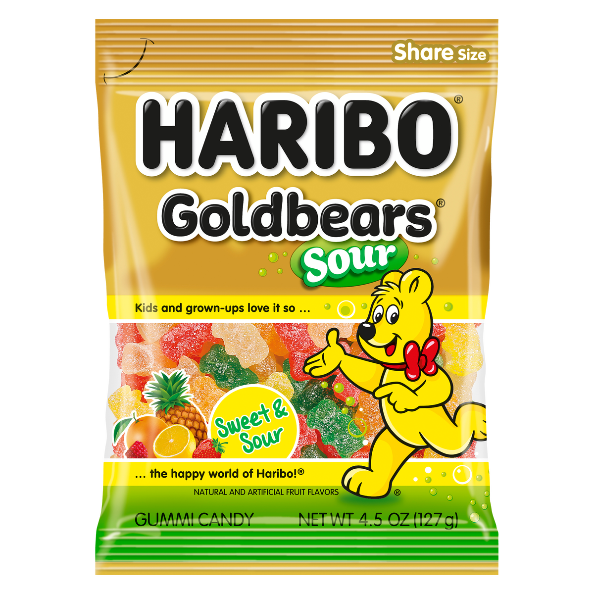 HARIBO Goldbears Gummi Candy, Sour, 4.5 oz, 12 ct