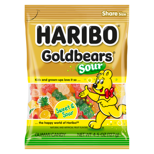 HARIBO Goldbears Gummi Candy, Sour, 4.5 oz, 12 ct