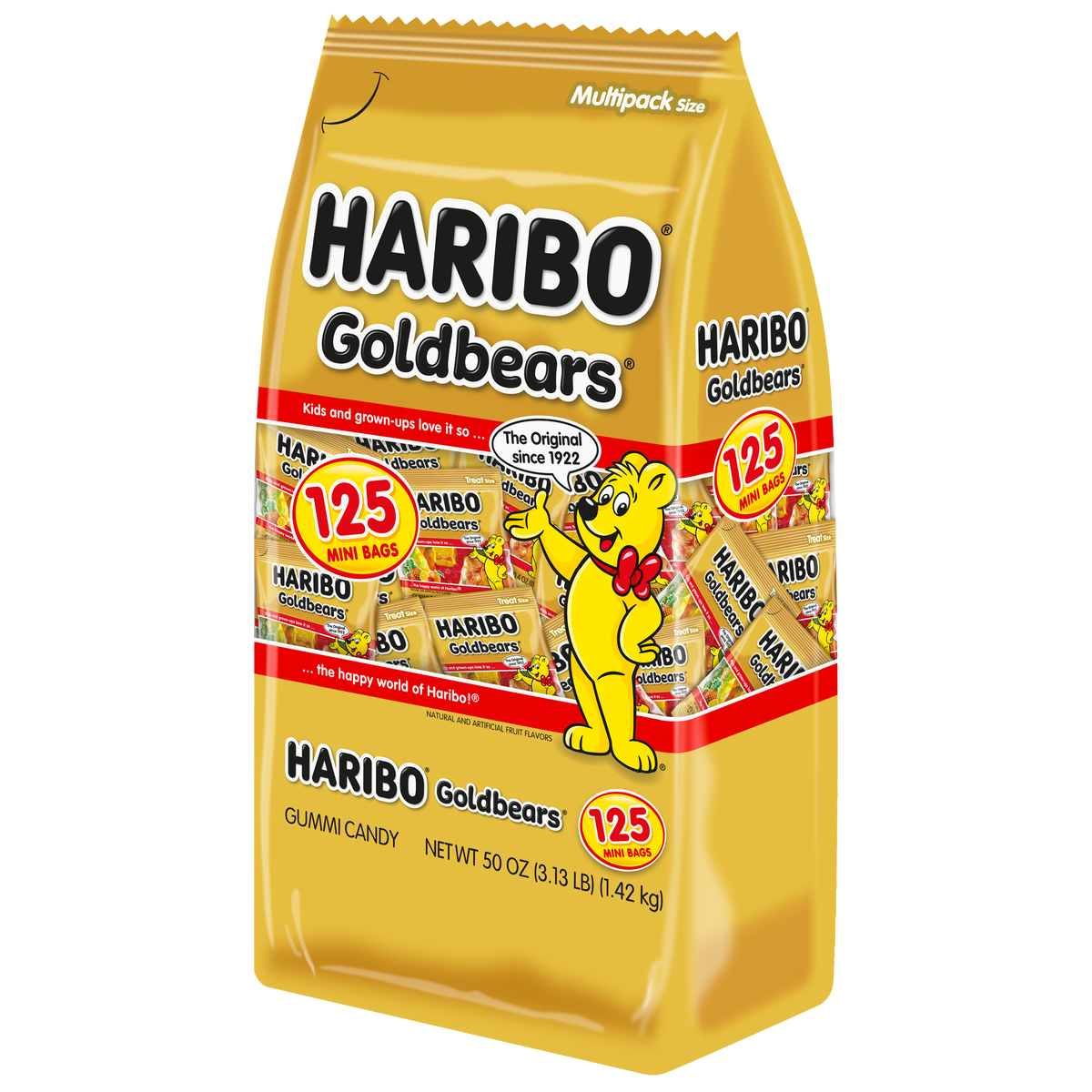 Haribo Goldbears Gummi Candy, Mini Bags, 0.4 oz, 125 ct