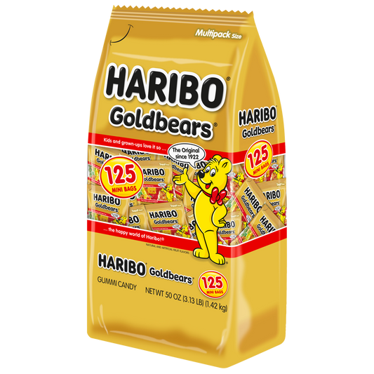 Haribo Goldbears Gummi Candy, Mini Bags, 0.4 oz, 125 ct